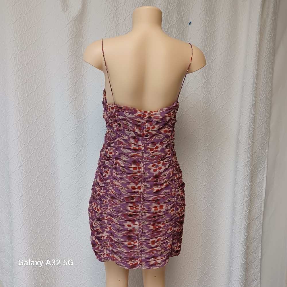 Zara New Women Size L  Purple Patterned Mini Dress - Picture 11 of 16